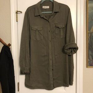 Olive green button down shirt